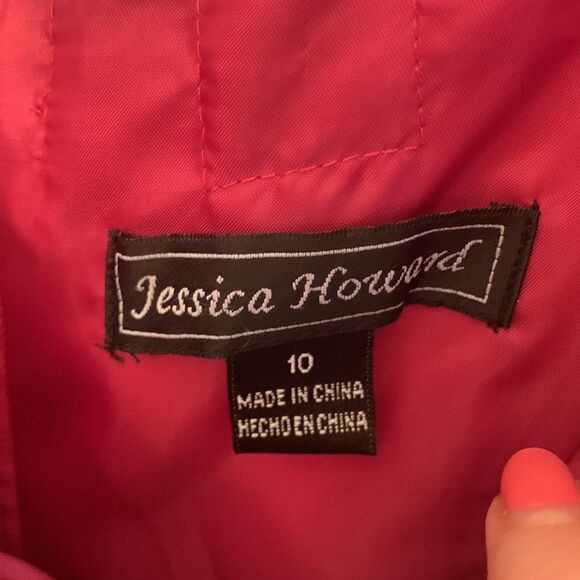 JESSICA HOWARD SLEEVELESS DRESS FIT AND FLARE WITH FABRIC FLOWERS AT SCOOP NECK - Picture 7 of 12